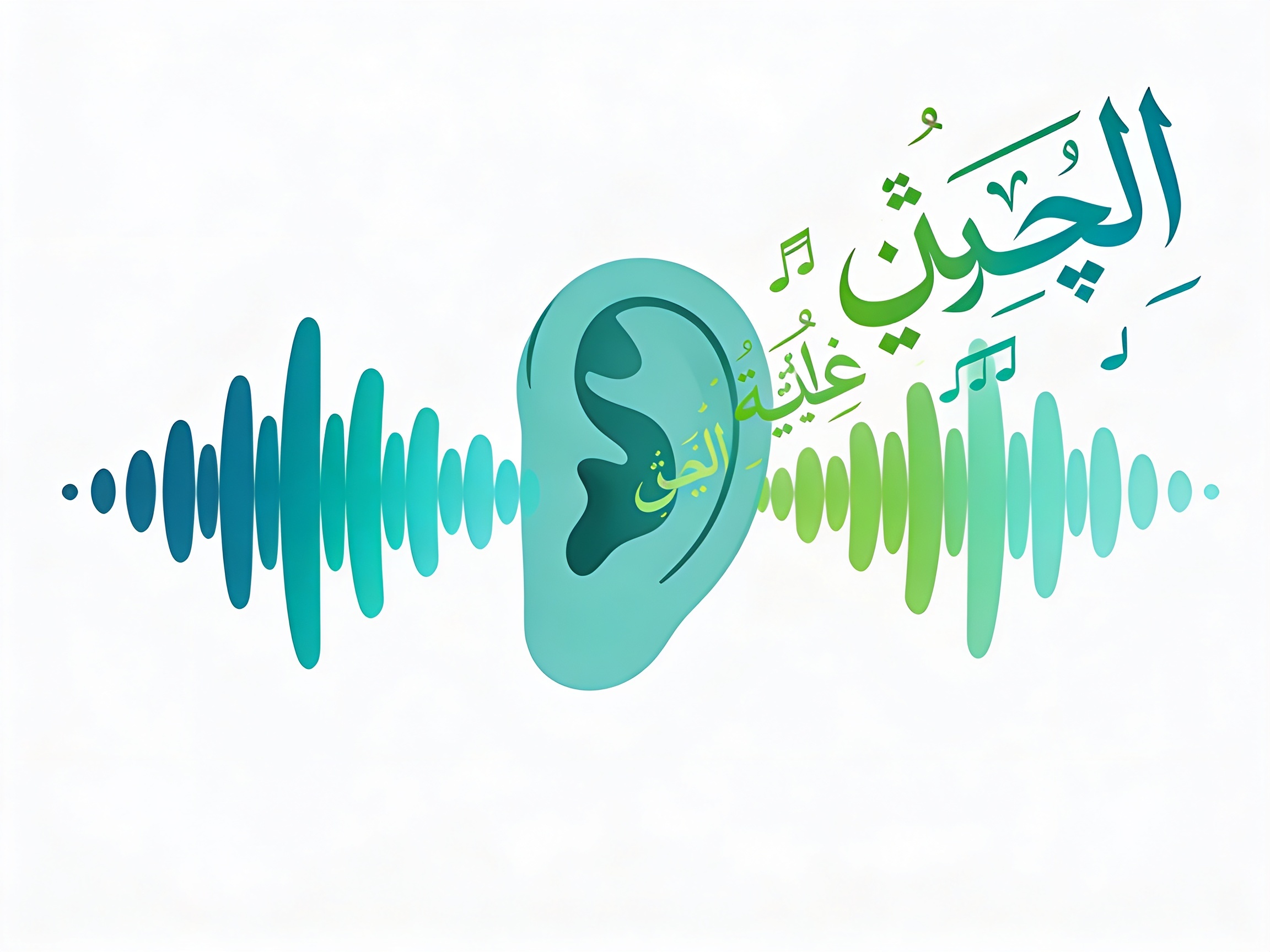Illustration : ondes sonores et lettres arabes